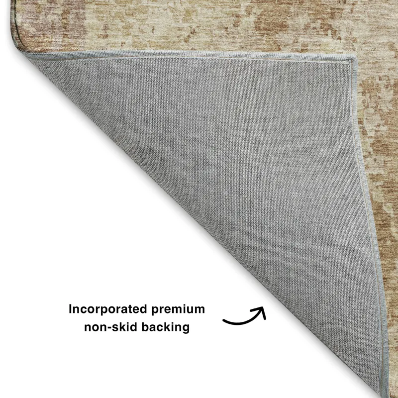 Luxury Washable Indoor/Outdoor Bresca Copper 2\'3\" x 7\'6\" Runner Rug