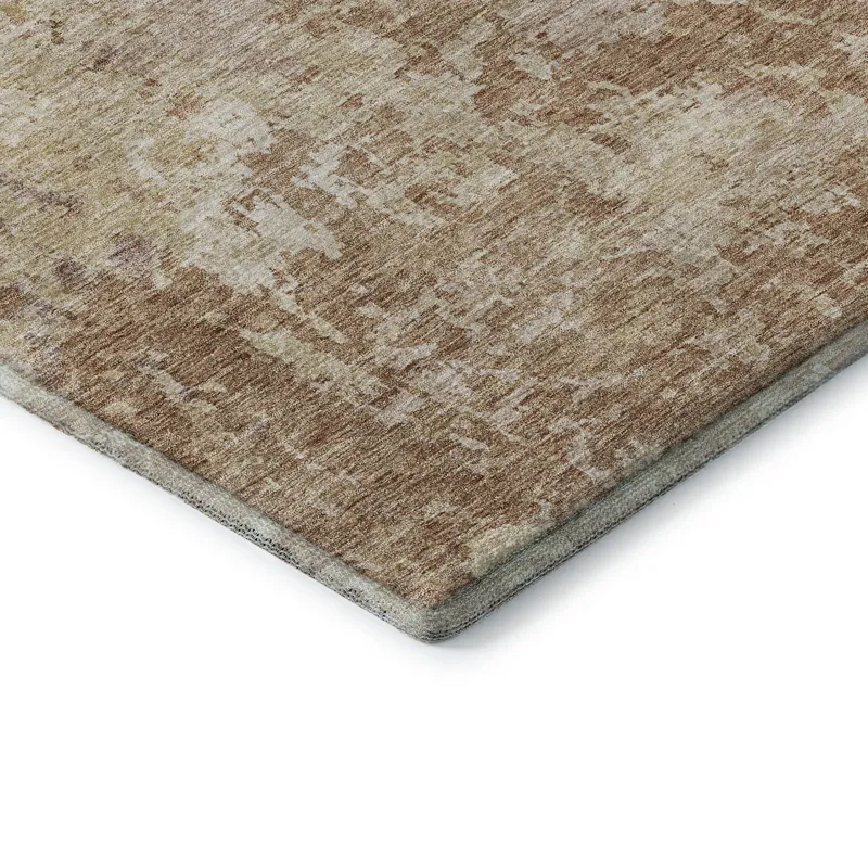 Luxury Washable Indoor/Outdoor Bresca Copper 2\'3\" x 7\'6\" Runner Rug