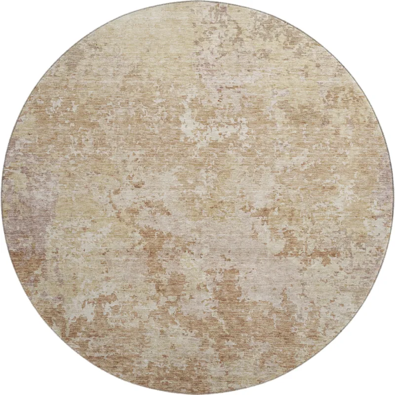Luxury Washable Indoor/Outdoor Bresca Copper 8\' x 8\' Round Rug
