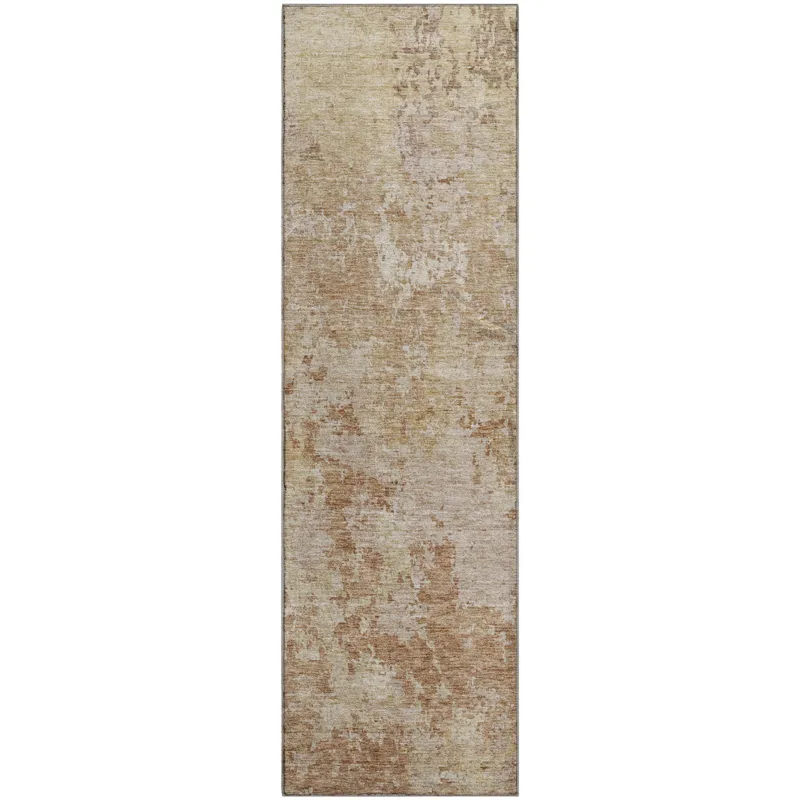 Luxury Washable Indoor/Outdoor Bresca Copper 2\'3\" x 7\'6\" Runner Rug