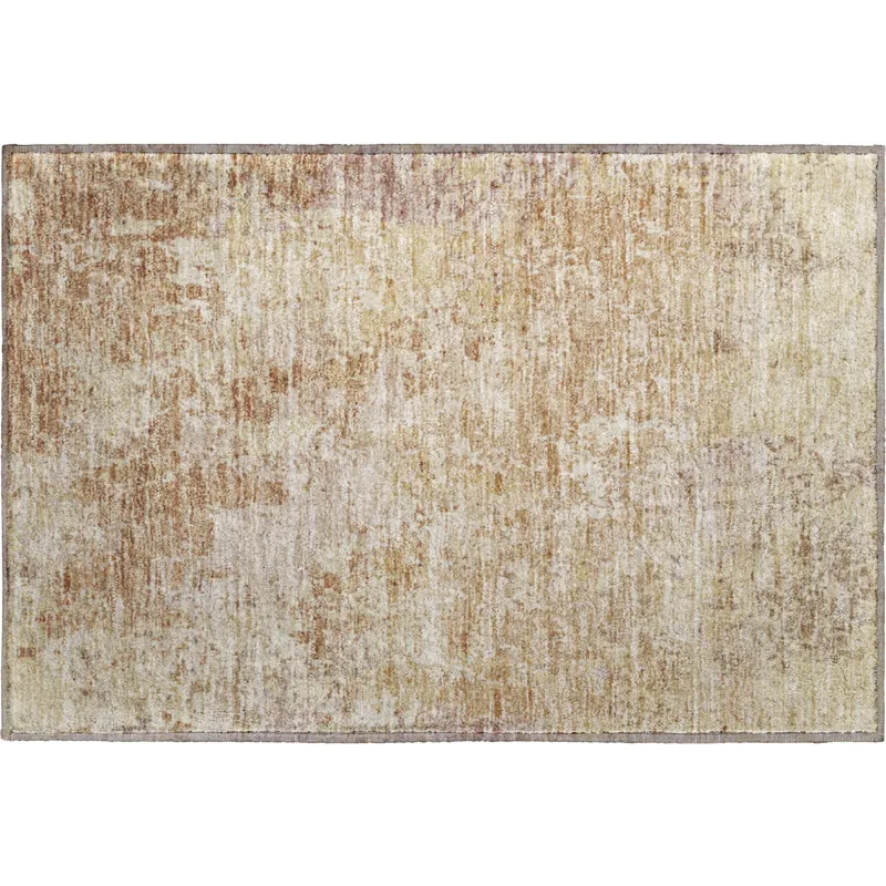 Luxury Washable Indoor/Outdoor Bresca Copper 1\'8\" x 2\'6\" Rug