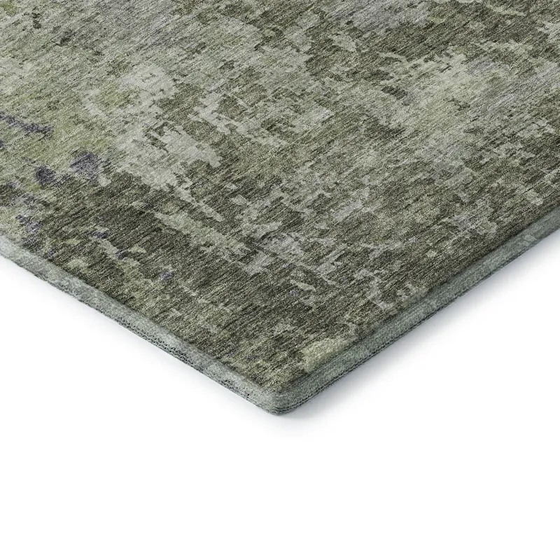Luxury Washable Indoor/Outdoor Bresca Green 8\' x 8\' Round Rug