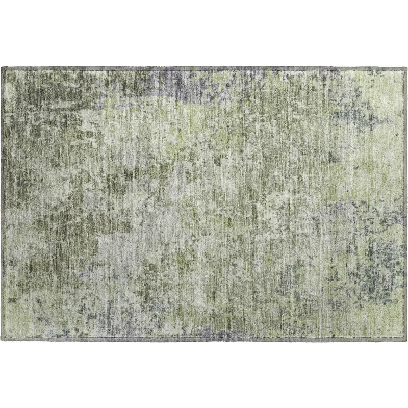 Luxury Washable Indoor/Outdoor Bresca Green 1\'8\" x 2\'6\" Rug