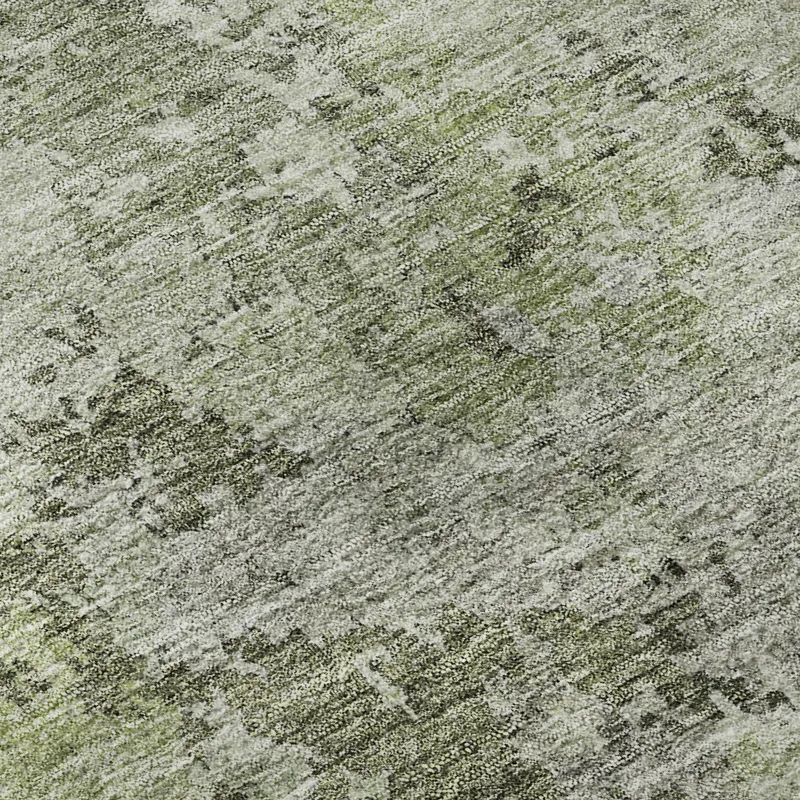 Luxury Washable Indoor/Outdoor Bresca Green 8\' x 8\' Round Rug