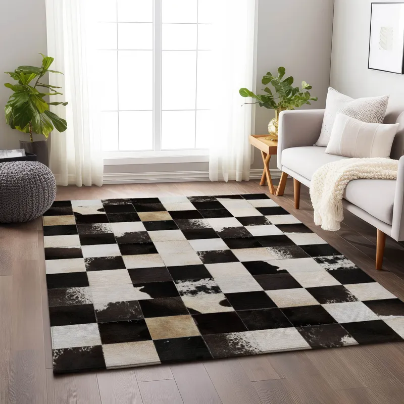 Luxury Washable Indoor/Outdoor Bozeman Black 9\' x 12\' Rug