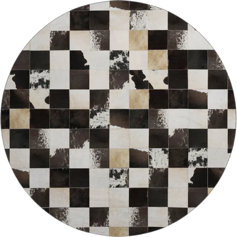 Luxury Washable Indoor/Outdoor Bozeman Black 8\' x 8\' Round Rug