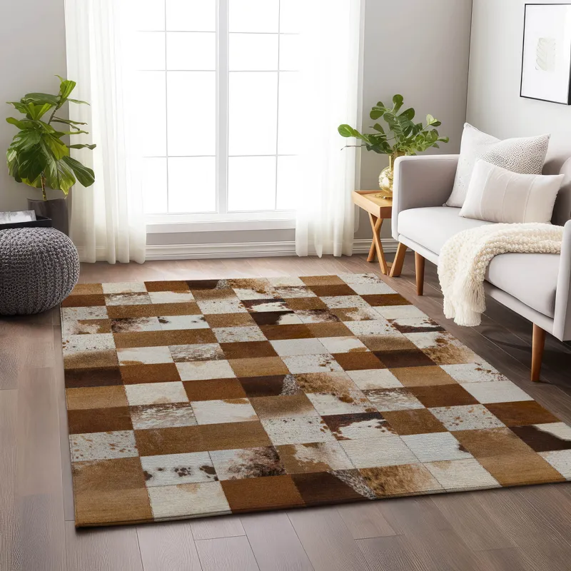 Luxury Washable Indoor/Outdoor Bozeman Brown 3\' x 5\' Rug