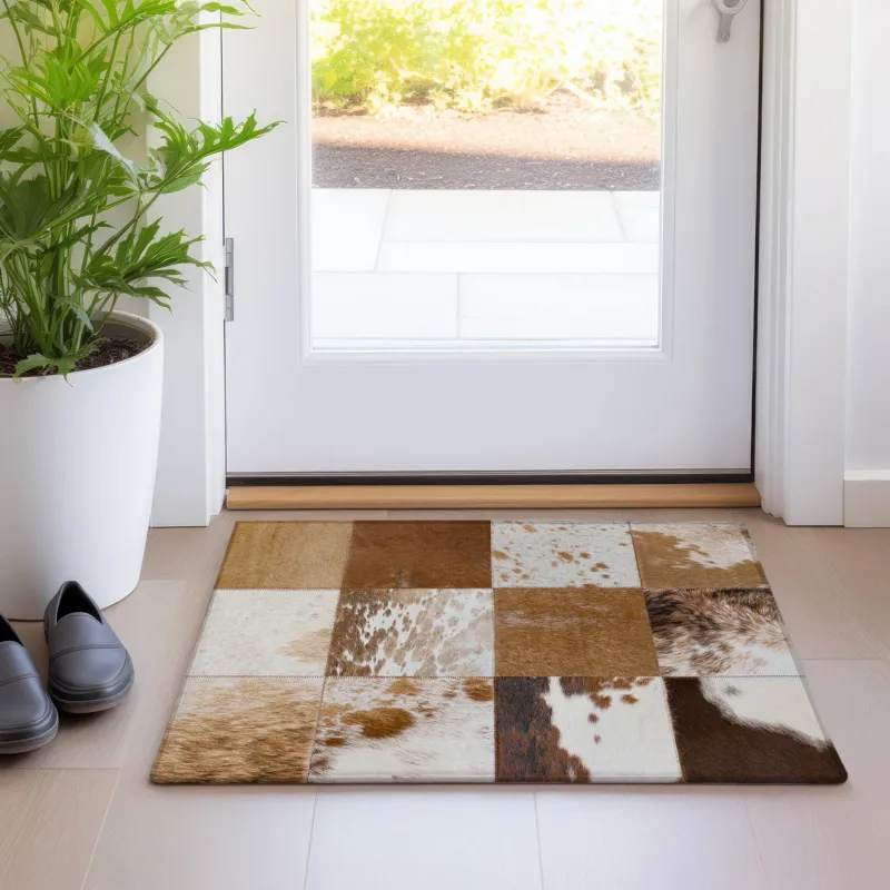 Luxury Washable Indoor/Outdoor Bozeman Brown 1\'8\" x 2\'6\" Rug