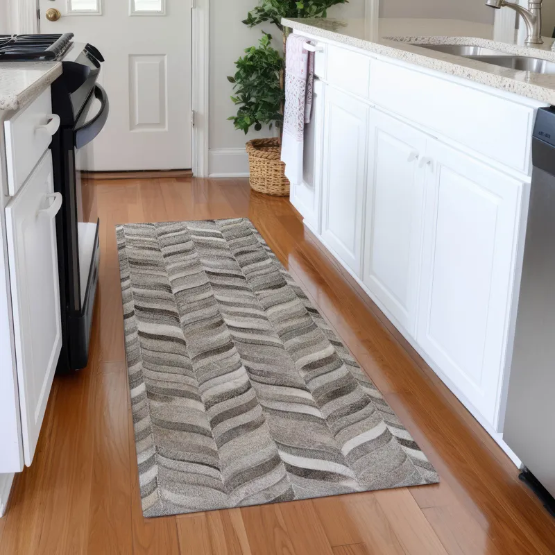 Luxury Washable Indoor/Outdoor Bozeman Gray 2\'3\" x 7\'6\" Runner Rug