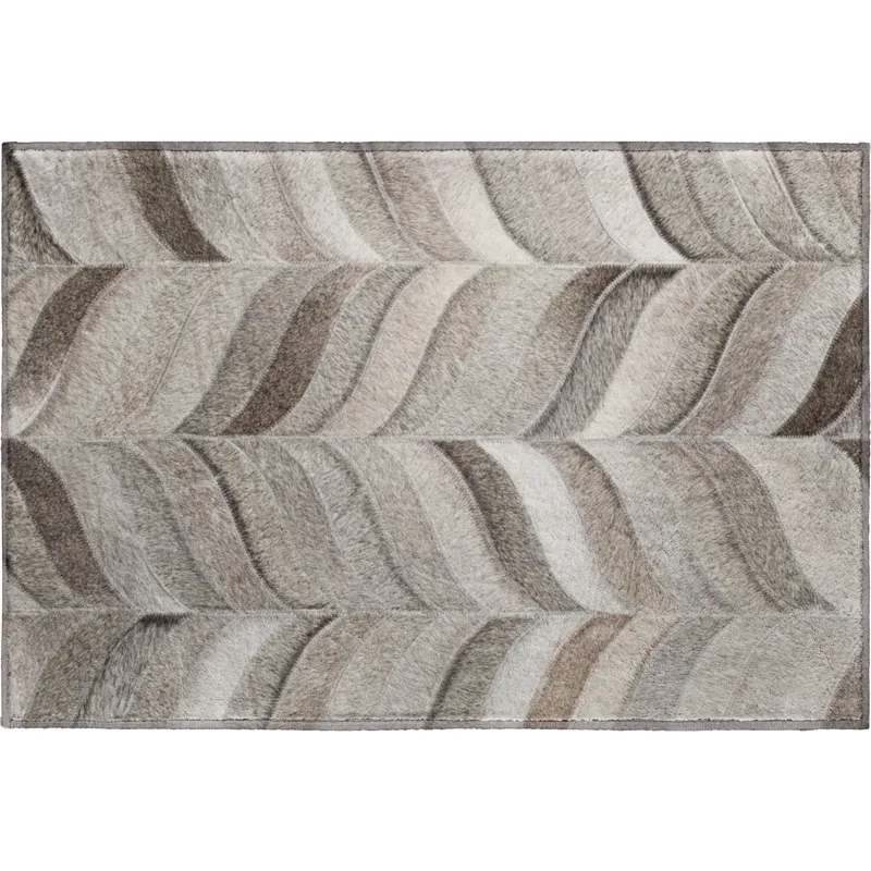 Luxury Washable Indoor/Outdoor Bozeman Gray 1\'8\" x 2\'6\" Rug