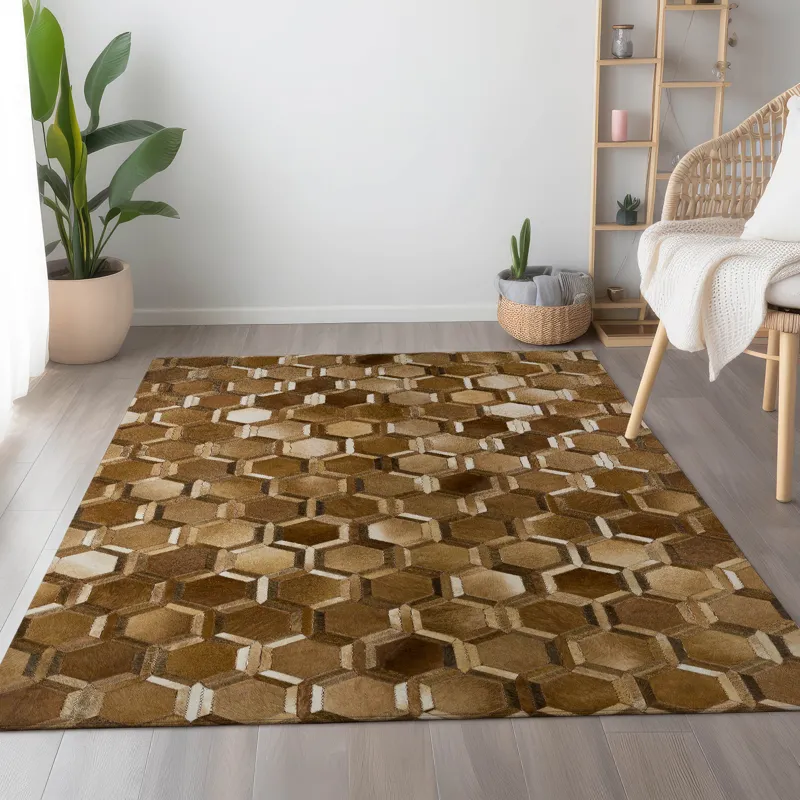 Luxury Washable Indoor/Outdoor Bozeman Brown 5\' x 7\'6\" Rug