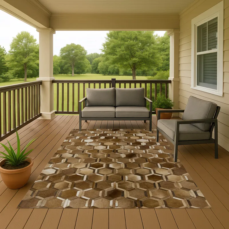 Luxury Washable Indoor/Outdoor Bozeman Brown 5\' x 7\'6\" Rug