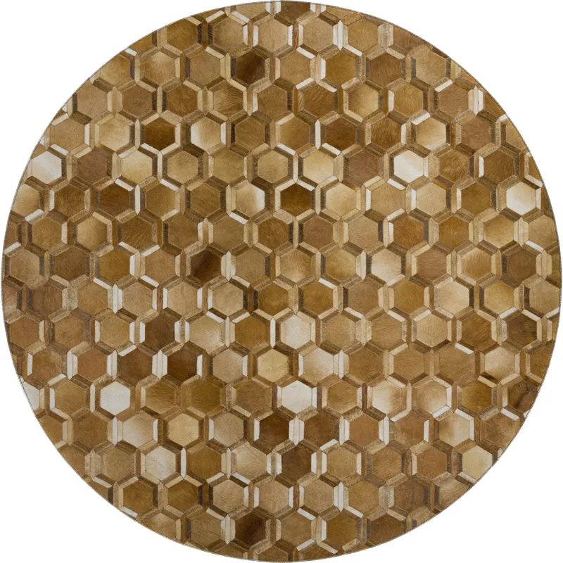 Luxury Washable Indoor/Outdoor Bozeman Brown 8\' x 8\' Round Rug