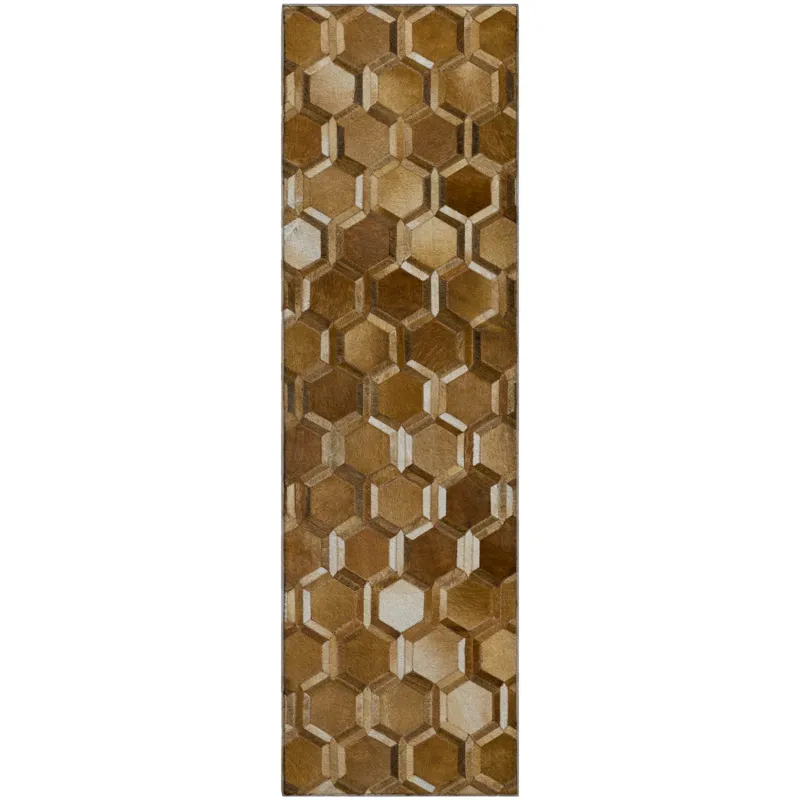 Luxury Washable Indoor/Outdoor Bozeman Brown 2\'3\" x 7\'6\" Runner Rug