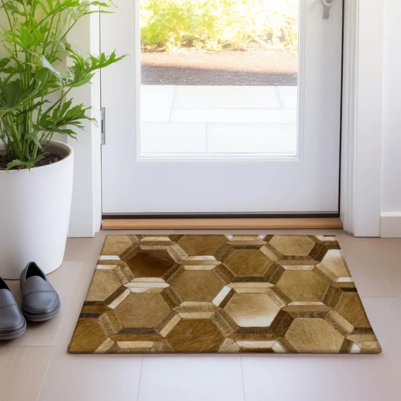 Luxury Washable Indoor/Outdoor Bozeman Brown 1\'8\" x 2\'6\" Rug