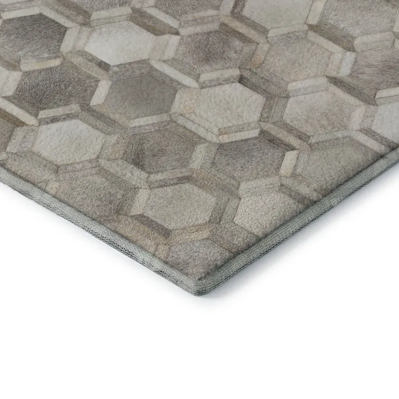 Luxury Washable Indoor/Outdoor Bozeman Gray 1\'8\" x 2\'6\" Rug