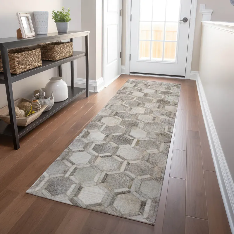 Luxury Washable Indoor/Outdoor Bozeman Gray 2\'3\" x 7\'6\" Runner Rug