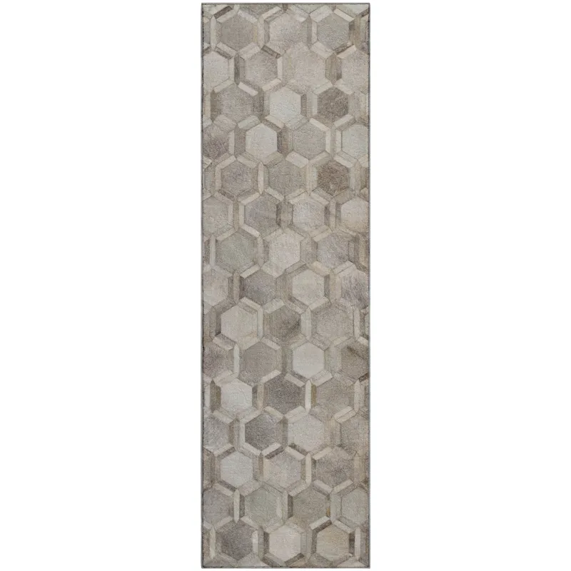 Luxury Washable Indoor/Outdoor Bozeman Gray 2\'3\" x 7\'6\" Runner Rug