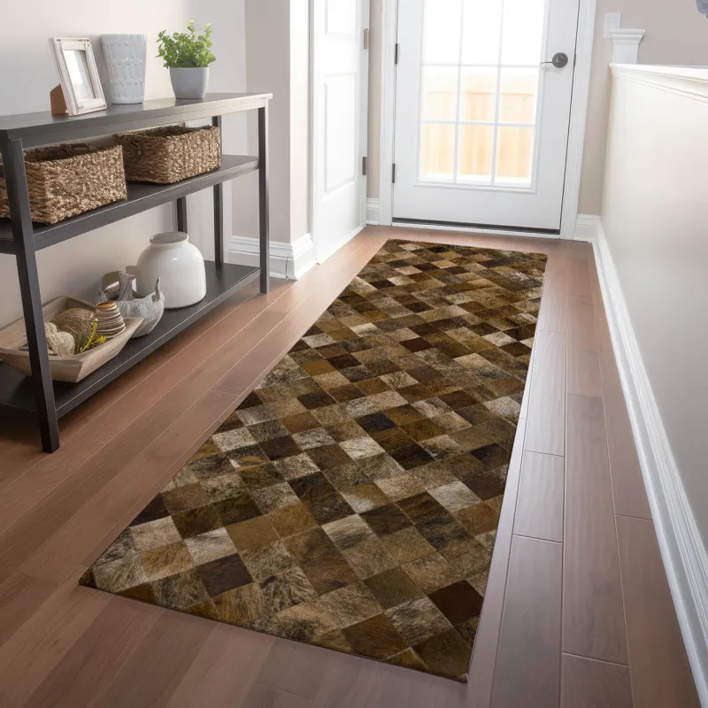 Luxury Washable Indoor/Outdoor Bozeman Brown 2\'3\" x 7\'6\" Runner Rug