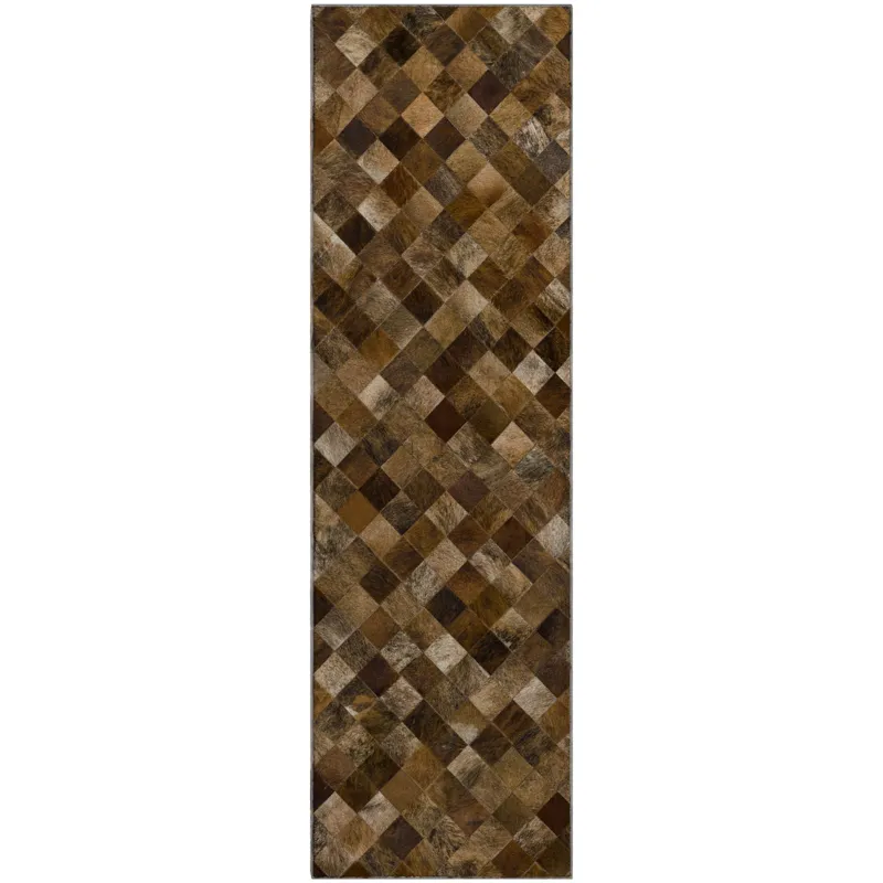 Luxury Washable Indoor/Outdoor Bozeman Brown 2\'3\" x 7\'6\" Runner Rug