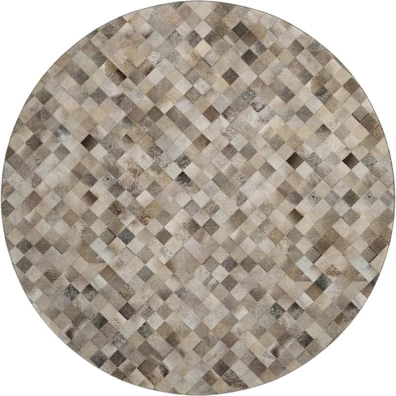 Luxury Washable Indoor/Outdoor Bozeman Gray 8\' x 8\' Round Rug
