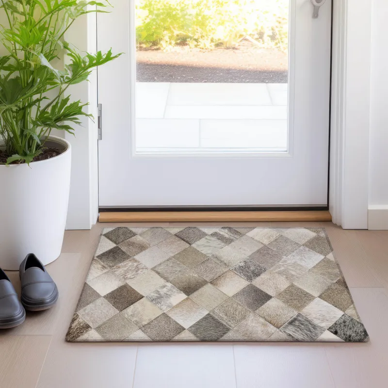 Luxury Washable Indoor/Outdoor Bozeman Gray 1\'8\" x 2\'6\" Rug