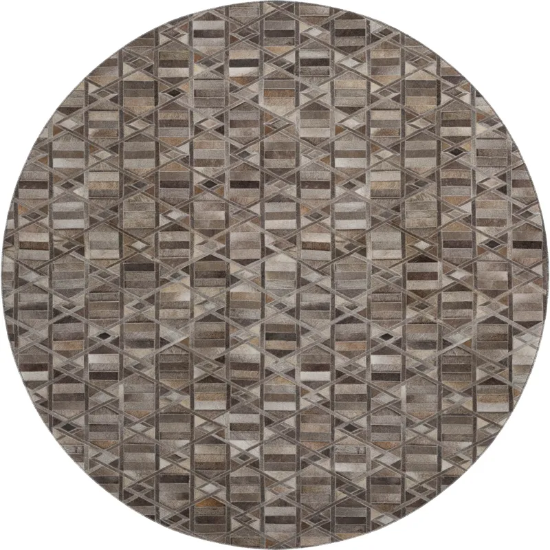 Luxury Washable Indoor/Outdoor Bozeman Gray 8\' x 8\' Round Rug