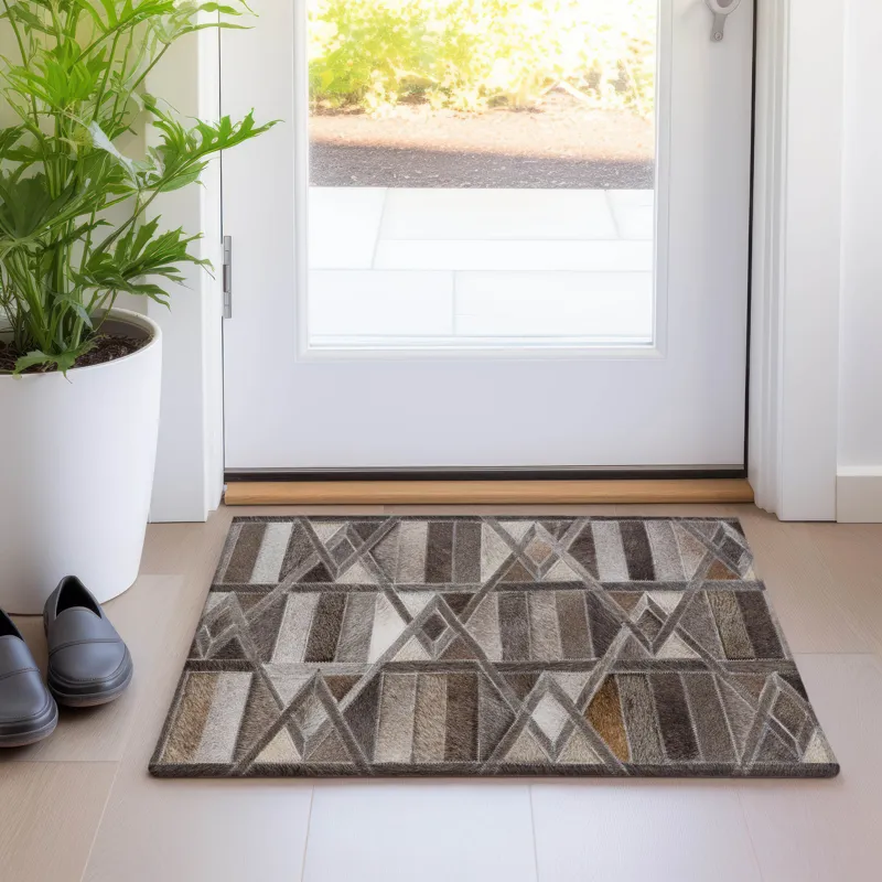 Luxury Washable Indoor/Outdoor Bozeman Gray 1\'8\" x 2\'6\" Rug