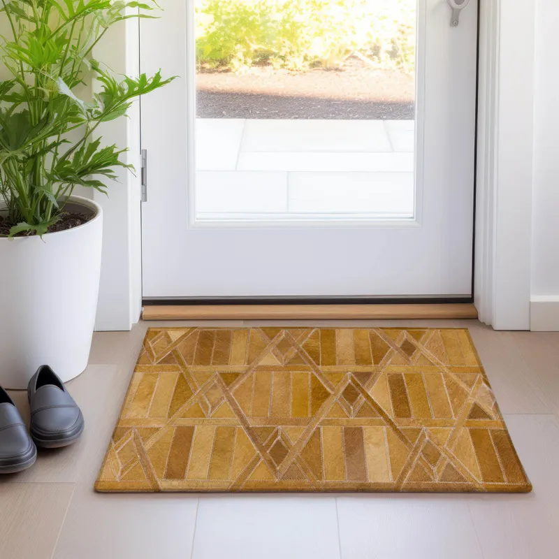 Luxury Washable Indoor/Outdoor Bozeman Rust 1\'8\" x 2\'6\" Rug