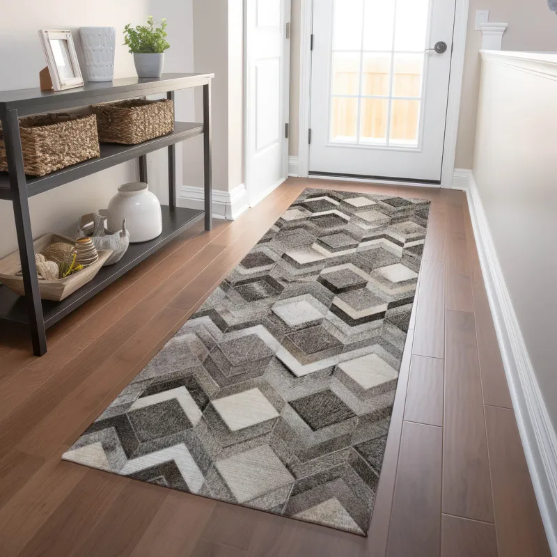 Luxury Washable Indoor/Outdoor Bozeman Gray 2\'3\" x 7\'6\" Runner Rug
