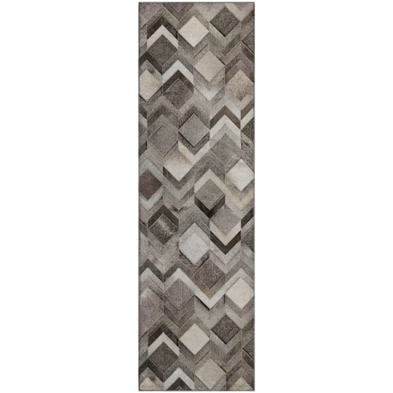Luxury Washable Indoor/Outdoor Bozeman Gray 2\'3\" x 7\'6\" Runner Rug