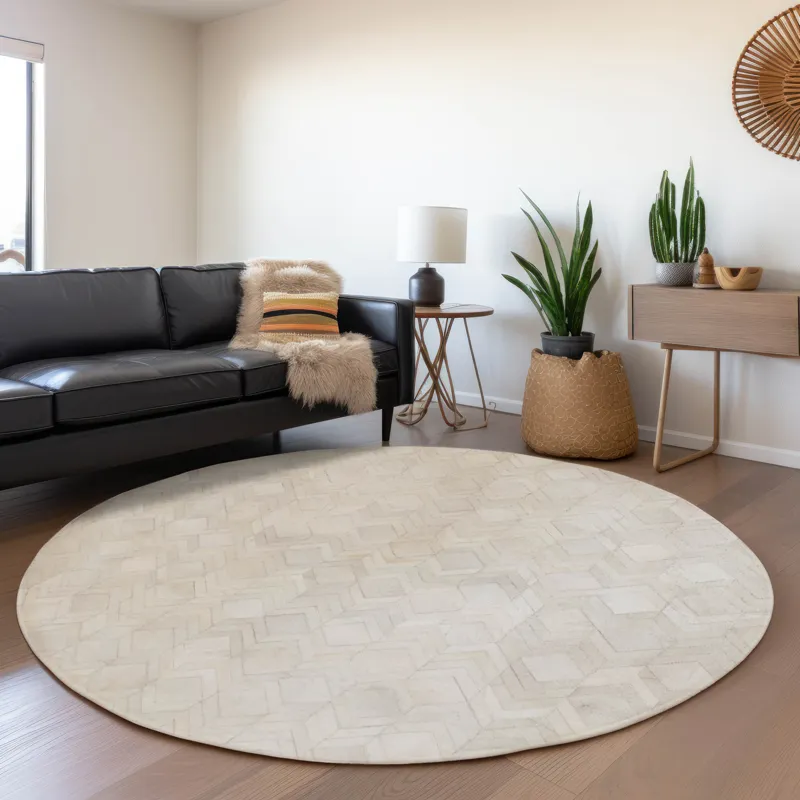 Luxury Washable Indoor/Outdoor Bozeman Linen 8\' x 8\' Round Rug