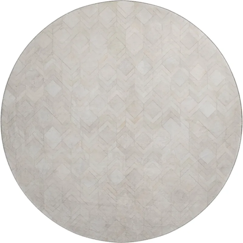 Luxury Washable Indoor/Outdoor Bozeman Linen 8\' x 8\' Round Rug
