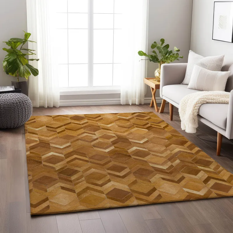 Luxury Washable Indoor/Outdoor Bozeman Rust 9\' x 12\' Rug
