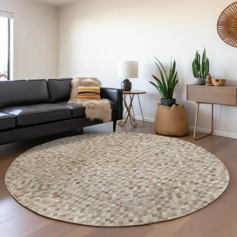 Luxury Washable Indoor/Outdoor Bozeman Gray 8\' x 8\' Round Rug