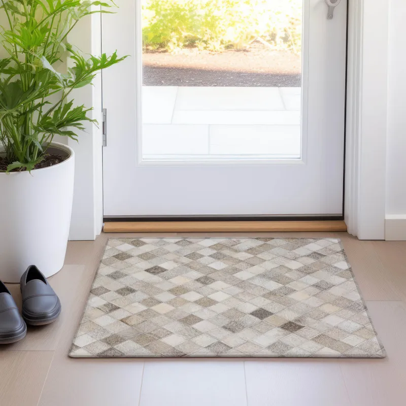 Luxury Washable Indoor/Outdoor Bozeman Gray 1\'8\" x 2\'6\" Rug