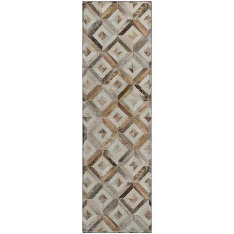 Luxury Washable Indoor/Outdoor Bozeman Gray 2\'3\" x 7\'6\" Runner Rug