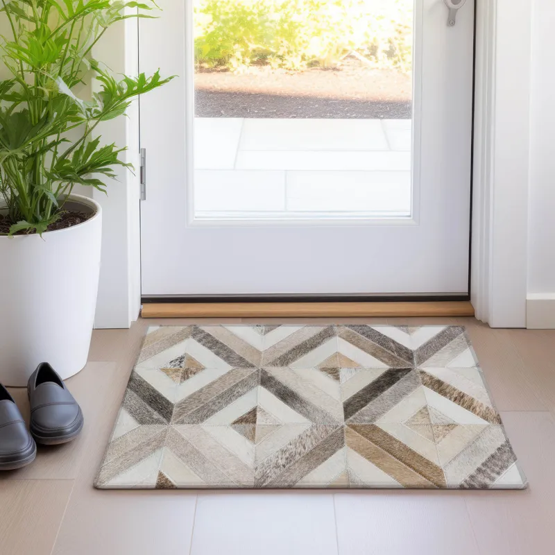 Luxury Washable Indoor/Outdoor Bozeman Gray 1\'8\" x 2\'6\" Rug