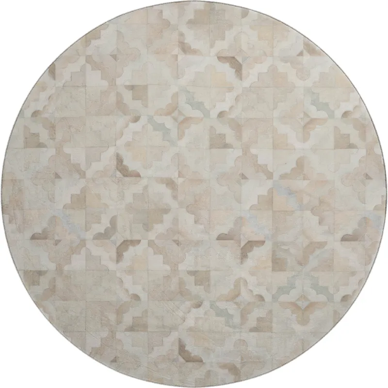 Luxury Washable Indoor/Outdoor Bozeman Linen 8\' x 8\' Round Rug