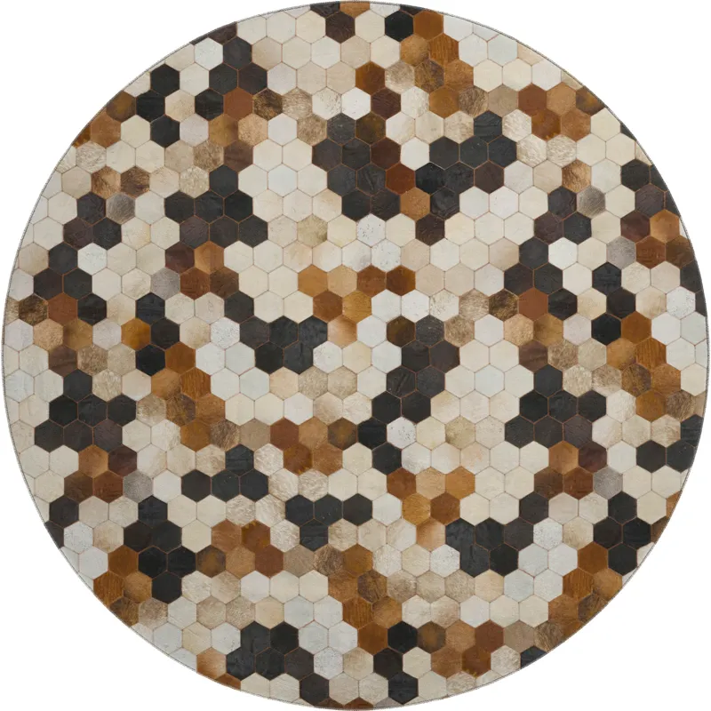 Luxury Washable Indoor/Outdoor Bozeman Dune 8\' x 8\' Round Rug