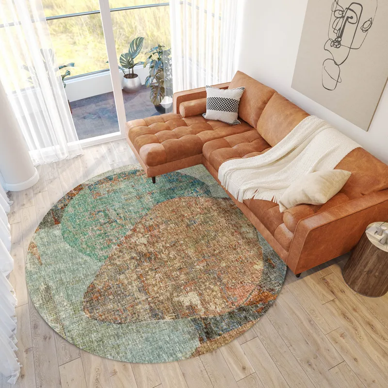 Luxury Washable Boca Teal 8\' x 8\' Round Rug
