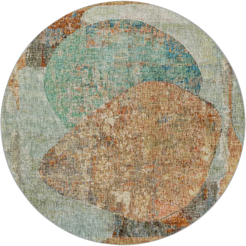 Luxury Washable Boca Teal 8\' x 8\' Round Rug