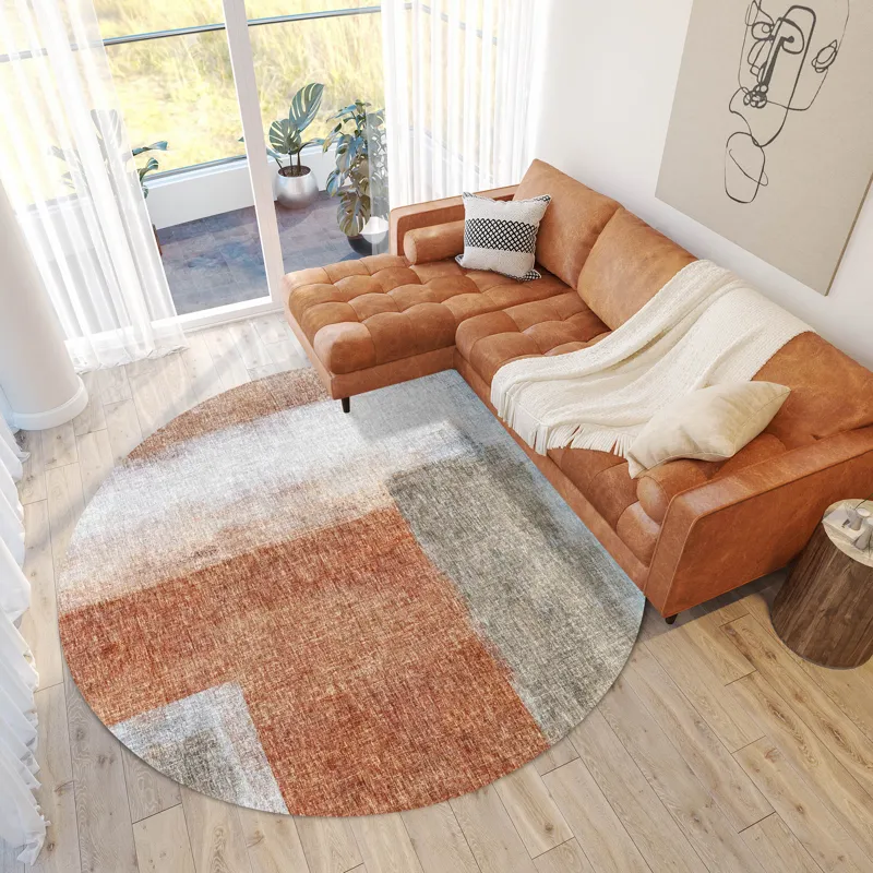Luxury Washable Boca Salmon 8\' x 8\' Round Rug