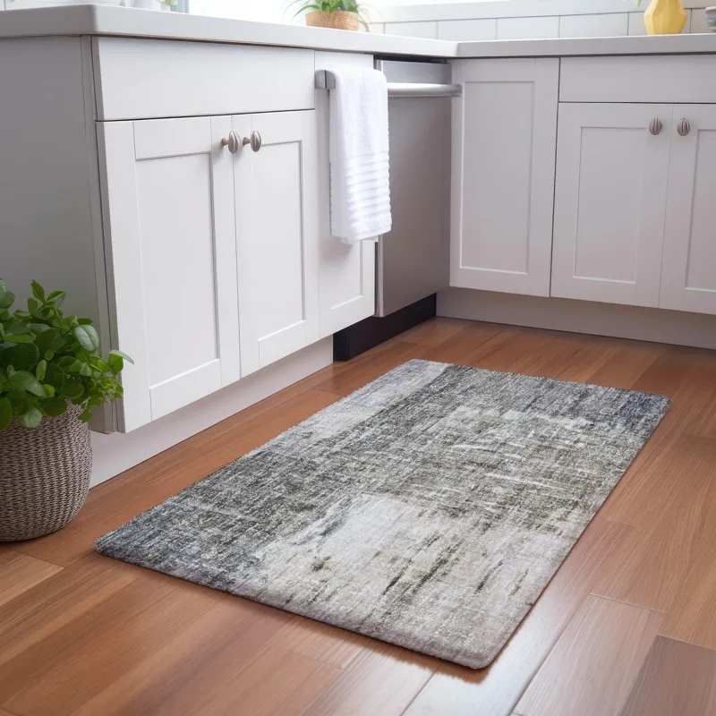 Luxury Washable Boca Gray 1\'8\" x 2\'6\" Rug