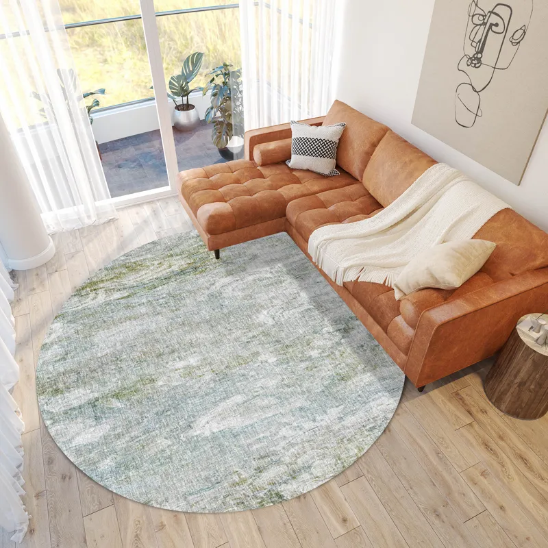 Luxury Washable Boca Seafoam 8\' x 8\' Round Rug