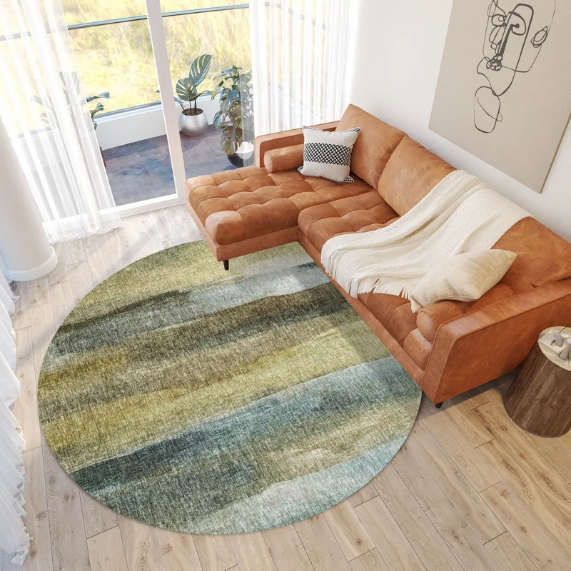 Luxury Washable Boca Khaki 8\' x 8\' Round Rug