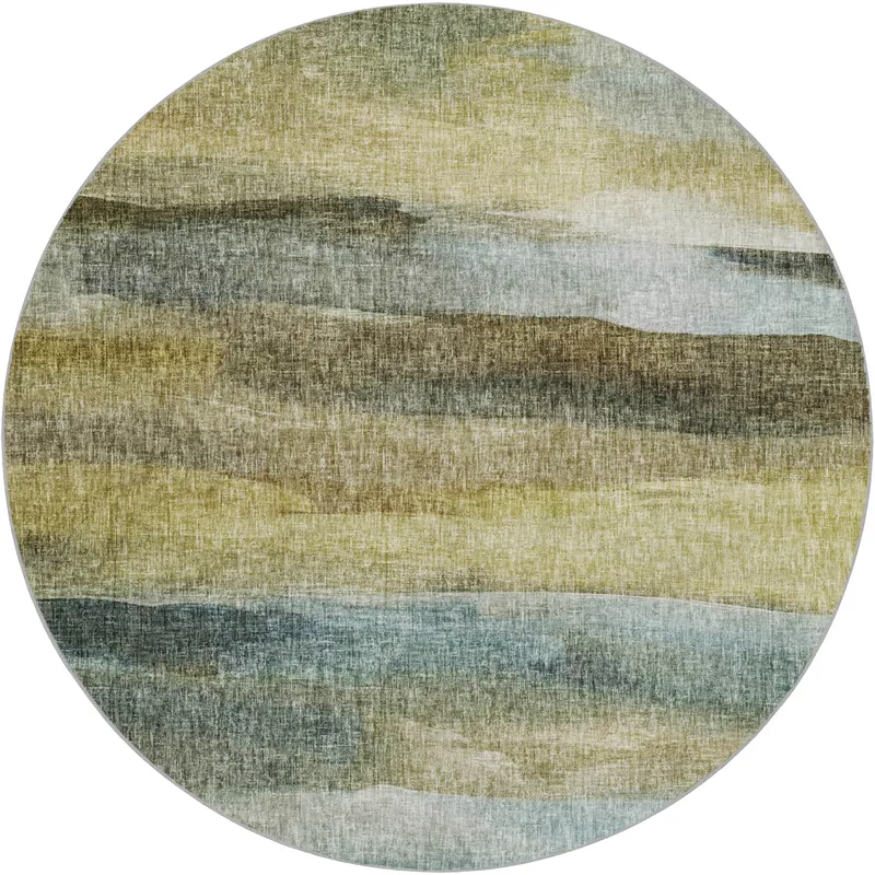 Luxury Washable Boca Khaki 8\' x 8\' Round Rug