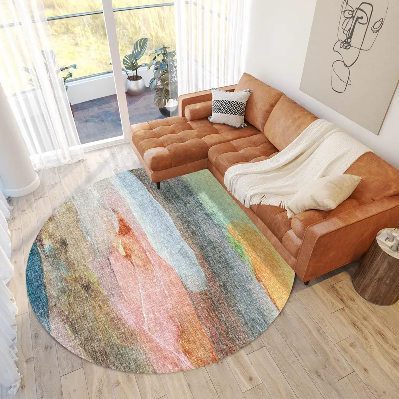 Luxury Washable Boca Salmon 8\' x 8\' Round Rug