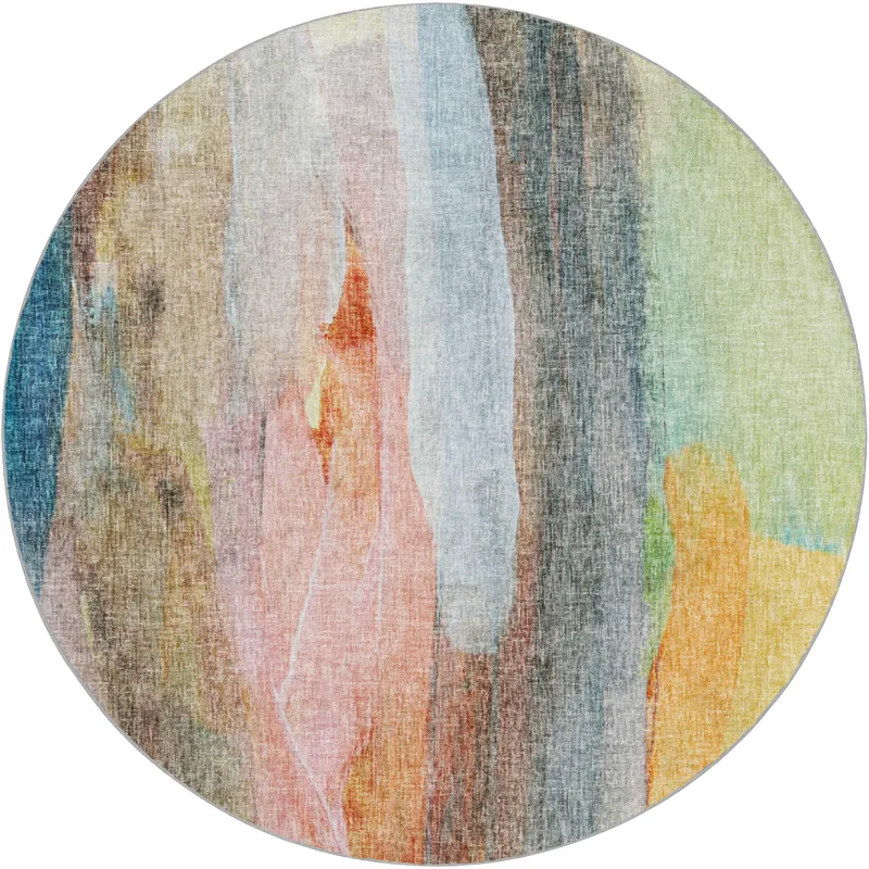 Luxury Washable Boca Salmon 8\' x 8\' Round Rug