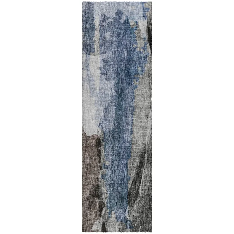 Luxury Washable Boca Pewter 2\'3\" x 7\'6\" Runner Rug